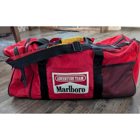 Marlboro Other - Vintage 90s Marlboro Adventure Team Duffle Bag Red Black Travel Gym Gear Large
